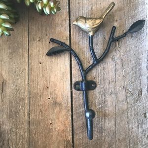Gold Bird on a branch wall hook